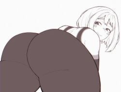 ass big_ass bubble_butt evoltodraw horny_female looking_back my_hero_academia presenting_ass seduction_techniques seductive_pose uravity