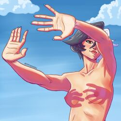 arms_out arms_outstretched arms_up black_and_white_hair black_hair blingjaggy boobies boobs breasts breasts_out female female_only fully_nude hands_casting_shadow korean korean_female kpop kpop_girl kpop_idol luna_snow luna_snow_(marvel_rivals) marvel marvel_rivals not_ai_generated nude nude_female shadow_play split-color_hair superheroine tasteful_nudity