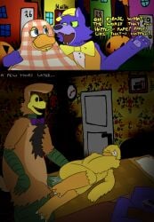 png digital_media_(artwork) the_walten_files duckie_(the_mysterious_house) tammy_(the_walten_files) lorenzo_waterman_(the_walten_files) pumpkin_rabbit_(the_walten_files) wolf canine purple_fur female 1girls 2boys male_focus gay gay_rape rape size_difference noncon nonconsensual 2025 old_art no-human no_human no_humans non-human non-human_only anthro anthro_only furry furry_only only_furry foreshadowing dialogue english english_dialogue text english_text time_skip bird avian trio duo_focus cub young younger_male young_male male_cub cub_male duck rabbit lagomorph wing_arms wings yellow_body yellow_feathers orange_fur orange_body orange_legs green_arms green_legs mask yellow_mask masked_male penis cock dick webbed_toes door screencap_background open_mouth hat yellow_hat bowtie bow_tie yellow_bowtie yellow_bow_tie vest orange_vest orange_clothing hand_on_shoulder blue_eyes blue_eyes_male green_sclera felixmcfurry pillow bed sleeping asleep oblivious beak lidded_eyes orange_beak halloween holidays the_mysterious_house halloween_costume green_penis sex penetration m/m male/male male_on_male age_difference older_penetrating_younger older_penetrating younger_penetrated adult_on_cub smile one_eye_open one_eye_closed crying tears crying_while_penetrated nostrils fur