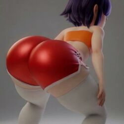 3d ai_assisted ai_generated bangs big_ass big_hips buruma dolphin_shorts edit fat_ass female female_only gorillaz head_turned noodle_(gorillaz) pale_skin short_hair small_breasts small_waist tagme thick_thighs tubetop video yoga_shorts