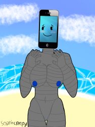 1girl 1girls adamation_inc. adamationz animationepic blue_clitoris blue_nipples blushing blushing_face clitoris female female_only genderswap genderswap_(mtf) huge_breasts inanimate_insanity inanimate_insanity_(season_2) mephone4 mephone4_(ii) naked naked_female object_head object_show object_shows robot robot_girl robot_humanoid rule63 rule_63 sea solo solo_female summer variant_set zsona_creepy(artist)