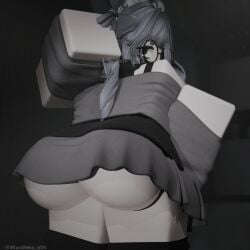 1girls 3d ass ass_visible_under_skirt big_breasts butt clothed female glasses grey_hair iikuroneko roblox robloxian self_upload tagme thighs turtleneck turtleneck_sweater white_skin