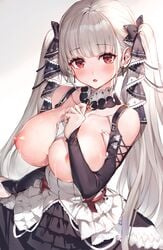 1girls azur_lane breast_hold breasts cum cum_on_breasts female female_only formidable_(azur_lane) gothic_lolita lolita_fashion nipples no_bra oyu_(sijimisizimi) solo