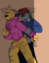 against_wall andrew_(bad_things) bad_things_(roblox) body_hair bottomless bunny_tail facial_hair fucked_from_behind grabbing_arm hoodie ivan_(bad_things) krazykay name_calling roblox roblox_game robloxian self_upload sweat sweatdrop sweater sweating yelling
