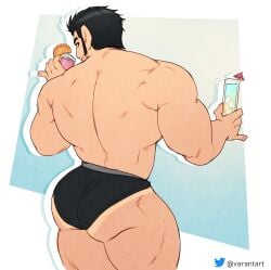 1boy 2024 ass back back_muscles back_view bara beard_stubble big_ass big_butt big_muscles black_briefs black_hair black_underwear bodybuilder briefs briefs_only facial_hair huge_muscles human human_only light-skinned_male light_skin looking_at_viewer looking_back lucas_lee male male_focus male_only muscles muscular muscular_back muscular_male muscular_shoulders muscular_thighs scott_pilgrim scott_pilgrim_takes_off sideburns solo solo_focus solo_male standing thick_ass thick_thighs underwear underwear_only cocktail holding_drink tanline tan biceps triceps big_triceps big_biceps huge_ass bara_ass smiling smile varantart thunder_thighs