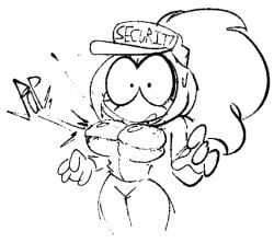 artist_request breasts bursting_breasts button_down_shirt buttons cap five_nights_at_freddy's five_nights_at_frickbears five_nights_at_frickbears_3 headgear large_breasts long_hair onomatopoeia pants sketch slim_waist solo startled tagme tagme_(artist) thick_thighs tied_hair tight_clothing uniform vanessa_(fnaf) vanessa_(frickbears) vanessa_shelley_(frickbears) wide_hips