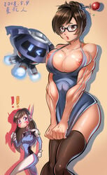 asian big_breasts blizzard_entertainment breasts brown_hair busty cleavage d.va eyewear female female_only glasses hourglass_figure large_breasts long_hair mei_(overwatch) overwatch tagme tied_hair wide_hips xia_siren