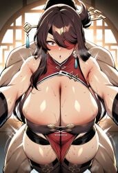 ai_generated novart01 1girl clothing female genshin_impact male 1boy breasts eyepatch hair_ornament beidou_(genshin_impact) blush legwear hetero long_hair sex red_eyes thighs brown_hair cleavage thighhighs sweat earrings jewelry hairpin bangs bare_shoulders sex_from_behind large_breasts pelvic_curtain huge_breasts solo_focus chinese_clothes looking_at_viewer open_mouth dress tassel_earrings muscular hair_stick china_dress thick_thighs one_eye_covered red_dress clothed_sex standing_sex gloves nude dark_skin tassel half_updo lattice cleavage_cutout outstretched_arms tassel_hair_ornament clothed_female_nude_male single_earring