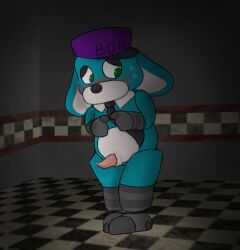 png digital_media_(artwork) alternate_version_available little_bon_(the_walten_files) bon_(the_walten_files) the_walten_files felixmcfurry furry furry_only only_furry no-human no_human no_humans non-human non-human_only anthro anthro_only anthro_male male_anthro male male_only only_male furry_male male_furry solo solo_male male_solo furry_solo solo_furry solo_anthro anthro_solo 1boy animatronic young young_male cub cub_male male_cub fingers_together indoors indoors_nudity standing standing_up functionally_nude functionally_nude_male hat hat_only purple_hat green_eyes green_eyes_male no_balls no_testicles penis cock dick unusual_genitalia slit_penis rabbit lagomorph blush blushing shy shy_male tie black_tie necktie black_necktie sweat sweatdrop nervous_sweat blue_body blue_fur looking_away white_snout white_stomach white_belly white_inner_ear checkered_floor dark_lighting old_art 2025