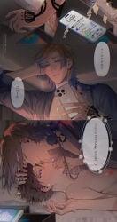 ahegao ahegao_face big_male bite_mark bite_mark_on_nipple black_hair blonde_hair blonde_male blue_eyes blue_lock blushing blushing_face blushing_male cute_expression cute_face cute_male german_text heart-shaped_pupils heart_eyes isagi_yoichi japanese_text light_skin lost_in_pleasure michael_kaiser nipples pink_nipples pleasure_face slim_male smaller_male smaller_penetrated sweatdrop tattoo tounge_out twink vermouth