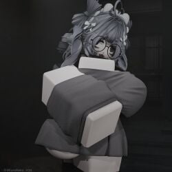 1girls 3d ass big_breasts breasts clothed female glasses grey_hair iikuroneko roblox robloxian self_upload tagme thighs turtleneck turtleneck_sweater white_skin