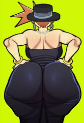 ai_generated ass big_ass black_dress jujutsu_shenanigans orange_hair roblox roblox_avatar roblox_developer roblox_studio robloxian rule_63 slim_waist thick_ass thick_thighs tze_(roblox) yellow_skin