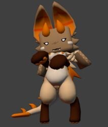 anthro_bat anthro_dragon bat_ears bat_wings box_head chubby chubby_anthro chubby_furry clitoris cream_fur cute_furry female female_furry female_only furry_female furry_hybrid horns nipples orange_horns orcus_bat orcusbat paws small_breasts small_pussy smug smug_eyes smug_face