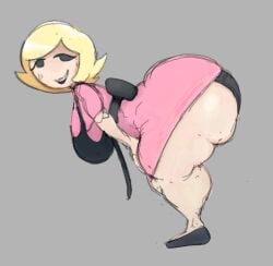 1girls ass ass_focus bending_over blonde_hair bubble_butt clothed female female_only gray_background hairdresser_(pillar_chase_2) lipstick looking_at_viewer massive_ass pillar_chase_2 roblox roblox_game self_upload side_view solo solo_female tagme underwear whirlie-wheelie whirlzie