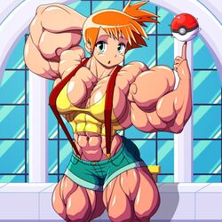 abs biceps devmgf extreme_muscles huge_muscles hyper_muscles kasumi_(pokemon) muscle muscles muscular muscular_female pokemon thick_thighs