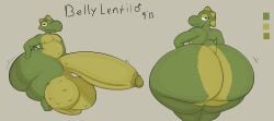 anthro balls belly_lentel bellyboi13 big_butt big_penis body_pattern butt erection freckled_balls freckles front_view genitals hi_res huge_butt hyper hyper_butt kobold looking_at_viewer looking_back male model_sheet nipples nude penis rear_view reptile scalie shortstack smile solo spines thick_thighs