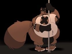 4:3 animal_crossing anklet anthro armband belly big_belly big_butt big_moobs brown_body brown_fur bulge butt canid canine clothing femboy fur gloves hair handwear harness hat headgear headwear hi_res huge_moobs jewelry kink_gear looking_at_viewer male mammal moobs navel nintendo nipples overweight overweight_anthro overweight_male pasties pecs raccoon_dog ramsacked simple_background solo spiked_armband spikes tail tanuki tape thick_thighs tom_nook_(animal_crossing)