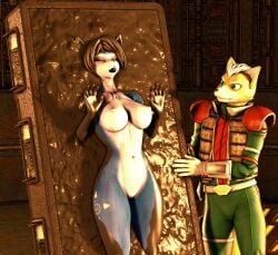 anthro asfr carbon_freezing carbonite carbonite_freeze encased encasement female_with_male fox_mccloud krystal krystal_(star_fox) male_watching may_the_4th_be_with_you nintendo penetration petrified release released sfmcarbonfreezer star_fox star_wars warfare_krystal