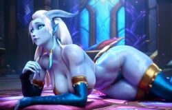 ai_generated animated bikini bikini_bottom bikini_top blizzard_entertainment blue_body blue_eyes blue_skin bouncing_breasts breasts civitai draenei draenei_female female female_focus female_only horns horns_girl kirillai large_breasts long_hair pyrista tagme teasing thick_thighs thighhighs video video_games warcraft world_of_warcraft