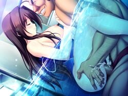 1boy 1girl ahoge arm_hair black_hair blush breasts brown_hair censored closed_eyes closed_mouth clothes_pull clothing_aside competition_school_swimsuit constricted_pupils cum cum_in_pussy dutch_angle frown game_asset grin hair_intakes hetero indoors large_breasts large_variant_set leg_hair long_hair maishima_yuri mosaic_censoring nerawareta_megami_tenshi_angel_tear nipples non-web_source official_art one-piece_swimsuit one-piece_swimsuit_pull open_mouth partially_submerged partially_underwater_shot penis pool sad school_swimsuit self-datamine sex smile suspended_congress swimsuit swimsuit_aside tears thigh_grab tsukumo_kazuita vaginal variant_set visual_novel_cg water wide-eyed