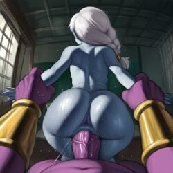 1boy 1girls 2026 ai_generated anthro anthro_on_human anus bigtub7775 blue_skin champa cus doggy_style dragon_ball fat_male female interspecies male penis pulling_arms sex tagme testicles vaginal_penetration white_hair