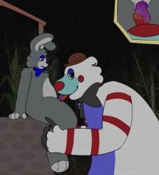 2boys 3_toes 4_fingers absurd_res accessories_only adult_on_cub adult_on_young age_difference anthro anthro_male anthro_only bear black_bow_tie black_bowtie black_claws blue_belly blue_blush blue_bow_tie blue_bowtie blue_eyelids blue_snout blue_stomach blue_tongue blush bow_tie bowtie brown_hat bunnyfarm button claws cock cub cub_male dick digital_media_(artwork) duo duo_male felixmcfurry functionally_nude functionally_nude_male fur furry furry_male furry_only gay green_eyes green_eyes_male grey_body grey_fur hat hi_res highres lagomorph licking_penis lidded_eyes long_claws looking_at_viewer m/m male male/male male_anthro male_cub male_duo male_furry male_on_male male_only no-human no_human no_humans non-human non-human_only non-penetrative older_male older_male_and_younger_male only_furry only_male oral oral_sex outdoor_sex outdoors penis png polar_bear purple_nose purple_penis rabbit red_cheeks red_nose red_tongue rocket_(the_walten_files) saliva sex showbear_(the_walten_files) side_view sitting sitting_down size_difference small_cock small_penis smile smiling snout static striped_arms stripes_(marking) tentacle_penis the_walten_files tongue tongue_out ursid well whiskers white_body white_fur yellow_sclera young young_male younger_male