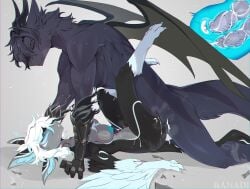 anal anthro armor avali bite_mark blue_eyes blue_nipples blue_vulva bodily_fluids burn_scar clothing cum cum_drip cum_in_ass cum_in_uterus cum_in_vagina cum_inside defeat_sex defeated double_penetration dragon dripping duo eye_roll feathers female from_front_position gauntlets genital_fluids genitals gloves handwear heart_symbol hearts_around_head hi_res internal lying male male/female missionary_position mythological_creature mythological_scalie mythology nipples on_back penetration questionable_consent ranadi red_eyes scalie scar sex stin_elipe_(character) uterus vaginal vaginal_penetration vulva wings