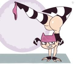 adult ass female female_only handstand legs legs_up my_life_as_a_teenage_robot nickelodeon panties panties_around_leg panties_around_one_leg piercings roger_bacon thigh_socks thong tiff_crust yoga yoga_mat yoga_pose thighs thick_thighs