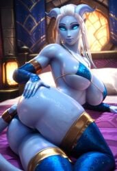 ai_generated animated bikini bikini_bottom bikini_top blizzard_entertainment blue_body blue_eyes blue_skin bouncing_breasts breasts civitai draenei draenei_female female female_focus female_only horns horns_girl kirillai large_breasts long_hair pyrista tagme teasing thick_thighs thighhighs video video_games warcraft world_of_warcraft