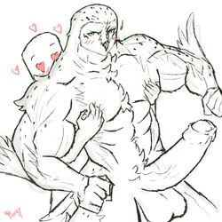 <3_eyes 1:1 2021 abs ambiguous_gender anon anthro avian balls barazoku beak big_penis bird black_and_white blush duo erection feathers foreskin genitals guide_lines hand_on_chest heart hi_res humanoid humanoid_genitalia humanoid_on_anthro humanoid_penis male male/ambiguous monochrome mr._frenzy muscular muscular_anthro muscular_male navel nipple_fetish nipple_pinch nipple_play nipples nude owl pecs penis pinch prof._enoch reach_around simple_background sketch standing uncut white_background