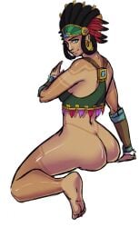 1girls awilix_(smite) big_ass black_hair bottomless female female_only hi-rez_studios lewd-smite-anon mayan_mythology mesoamerican_mythology mythology sitting smite solo tan_skin tattoo