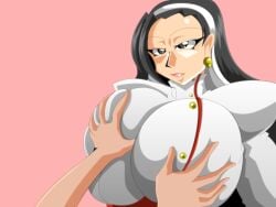 1girls big_breasts black_eyes black_hair breast_grab breast_squeeze breasts breasts breasts brown_eyes busty chest chizuru_kagura clothed dress earrings female grabbing grabbing_breasts hands_on_breasts headband huge_breasts jiggle jiggling_breasts kaimanwanio king_of_fighters light-skinned_female light_skin long_hair long_sleeves looking_at_viewer nun open_mouth pov pov_hands shaking_breasts soft_breasts standing thick tied_hair tight voluptuous voluptuous_female white_clothing white_dress white_headband