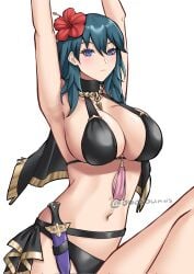 alternate_costume blue_eyes blue_hair breasts byleth_(female)_(fire_emblem) byleth_(female)_(summer)_(fire_emblem) byleth_(fire_emblem) byleth_(fire_emblem)_(female) byleth_(summer)_(fire_emblem)_(female) female female_only fire_emblem fire_emblem:_three_houses fire_emblem_heroes nintendo obosounds solo swimsuit