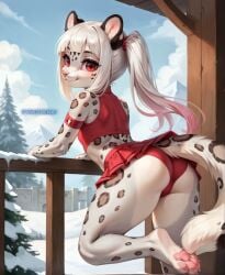 ai_generated ass_focus furry paws snow_leopard syngornai thick_thighs