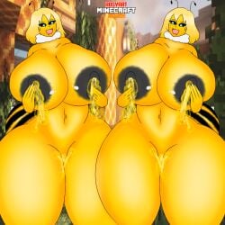 ass ass_bigger_than_head bee_(minecraft) bee_girl blue_eyes breast_grab breast_milk breasts_bigger_than_head cute female female_only grabbing_own_breast honey huge_ass huge_breasts huge_nipples hyper_ass hyper_breasts minecraft minecraft_mob nude rosyart teasing thick_ass thick_breasts yellow_body yellow_hair yellow_skin