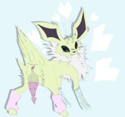 animal_genitalia animal_penis anus arm_warmers armwear clothing eeveelution feline_genitalia feline_penis feral generation_1_pokemon genitals hi_res hybrid_genitalia hybrid_penis jolteon kitt3ngutzz knot knotted_feline_penis knotted_penis nintendo penile_spines penis pokemon pokemon_(species) shiny_pokemon solo