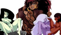 4girls amethyst_(steven_universe) areolae character_request connie_maheswaran coolerinker gem_(species) green_body green_skin indian indian_female inker_comics inkershike kim_possible nakadashi purple_body purple_skin scissoring see-through see-through_clothing sex shego steven_universe tribadism yuri