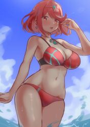 breasts core_crystal female female_only kwrssbsp nintendo pyra solo swimsuit xenoblade_(series) xenoblade_chronicles_2