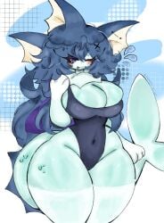 1girls anthro awwwthescrimblo blush breasts eeveelution female female_only pokemon pokemon_(species) vaporeon