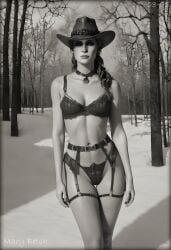 1girls 3d 3d_(artwork) ai_generated blender cleavage coat covered_nipples female female_focus female_only forest gaskill kuku lingerie lingerie_only mary-beth mary_beth mary_beth_gaskill navel outdoors red_dead_redemption_(series) red_dead_redemption_2 rockstar_games snow solo vintage