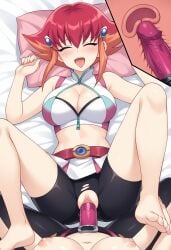 ai_generated anna_kaboom missionary_position strap-on yu-gi-oh! yu-gi-oh!_zexal yuri