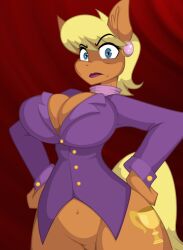 1girls anthro big_breasts blonde_hair breasts busty cleavage clothed clothed_female clothing cougar curvy cutie_mark earrings earth_pony female female_anthro female_focus female_only friendship_is_magic hasbro jewelry lil_miss_jay lipstick looking_at_viewer mature mature_female ms._harshwhinny_(mlp) my_little_pony no_pants pony serious serious_face solo solo_female stare