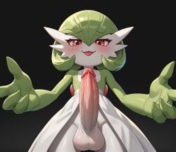 1boy ai_generated blush gardevoir looking_at_viewer looking_down male_only penis pokemon pokemon_(species) smug stable_diffusion taker_pov tongue_out