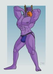 2d_animation abs animated anthro avian beak biceps big_muscles blinking brock_pearson bulge clothed clothing digital_media_(artwork) disney frame_by_frame hair hand_behind_head hip_sway horn jockstrap jockstrap_only krowbutt looking_away loop male male_only monsters_inc monsters_university mullet muscular muscular_male muscular_thighs open_beak open_mouth pecs pixar purple_body purple_hair raised_arm seductive short_playtime simple_background smile solo topless underwear underwear_only