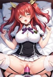 ai_generated missionary_position rakudai_kishi_no_kyabaruryi stella_vermillion strap-on yuri