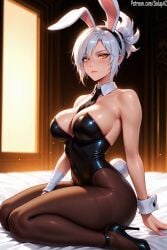 1girls ai_generated bunny_costume bunny_ears bunny_girl bunny_tail bunnysuit female female_only gloves high_heels league_of_legends league_of_legends:_wild_rift looking_at_viewer medium_breasts neckwear on_bed on_knees orange_eyes patreon playboy_bunny riot_games riven salupai short_hair short_ponytail solo solo_female stockings tail thick_thighs thighs tie tight_clothing uncensored watermark white_hair