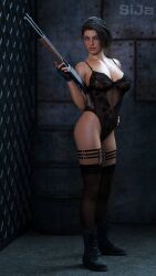 3d gun jill_valentine lingerie resident_evil shotgun sija_art weapon