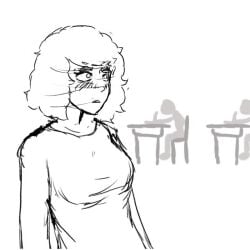 animated bklo breast_drop breasts breasts classroom flashing flashing_breasts no_sound persona_5 sadayo_kawakami shirt_lift sketch tagme teacher video