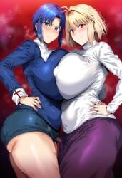 2girls ai_generated alternate_breast_size arcueid_brunestud arms_crossed ass big_breasts blonde_hair blue_eyes blue_hair blush breasts breasts_bigger_than_head chubby ciel_(tsukihime) cleric comparing comparing_breasts competition curvy curvy_female docking dress female female_only hands_on_hips huge_ass huge_boobs huge_breasts large_boobs large_breasts melty_blood multiple_girls necklace nun plump pressing_breasts pressing_breasts_together red_eyes short_hair size_difference smaller_female squeezing_breast squeezing_breasts_together sweat sweatdrop taller_girl thick_ass thick_thighs tsukihime vampire vampire_girl venus_body wide_hips