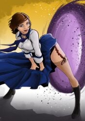 2015 artist_request bioshock bioshock_infinite elizabeth_comstock female female_focus female_only garter_straps legwear pinup pinup_pose portal_(object) skirt skirt_lift stockings tagme